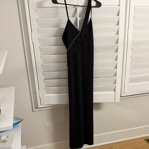 NWT long black slip dress Zara sz small w rhinestones can be worn a few ways $50